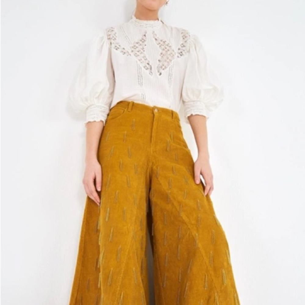 FARM Rio • Wide Leg Corduroy Beaded Pants - Picture 4 of 16